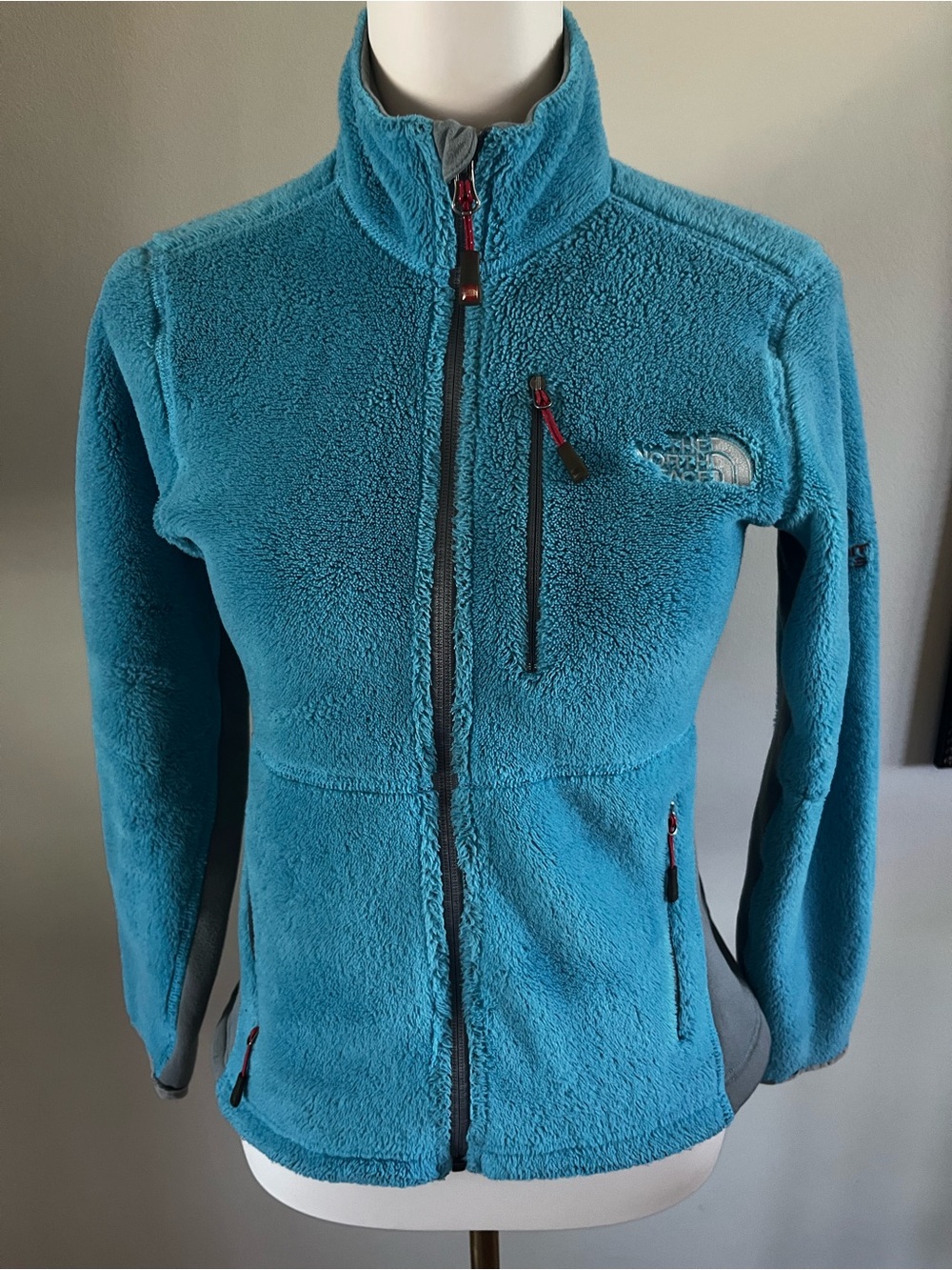 North Face Womens Summit Series Jacket Soft Fleece Full Zip Size Sm Stretch Blue